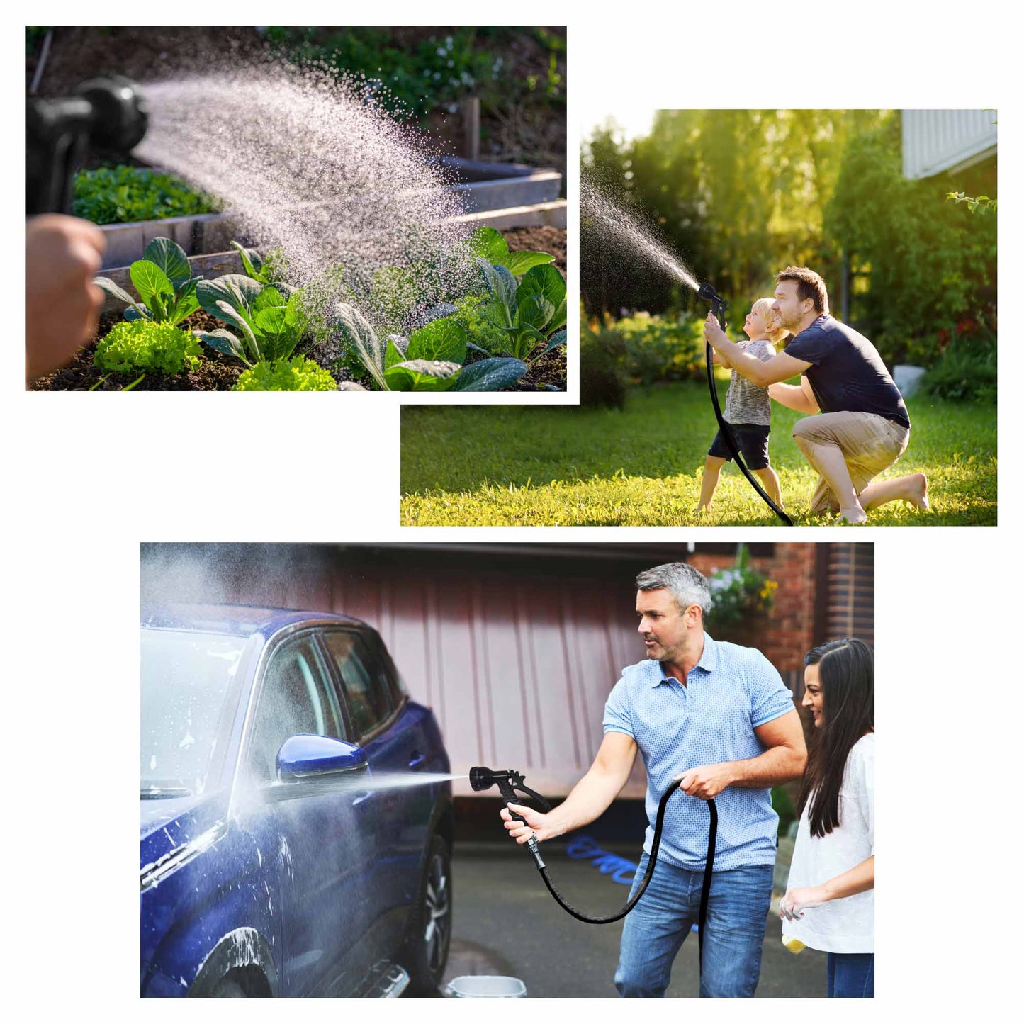 Silver & Stone Garden Expanding Hose 15m with Spray Gun and Fittings