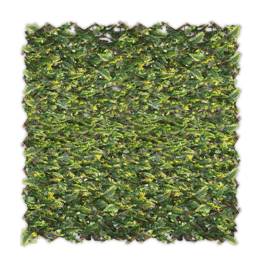 Silver & Stone Expanding Willow Leaf Trellis with Artificial Leaves 2m x 1m