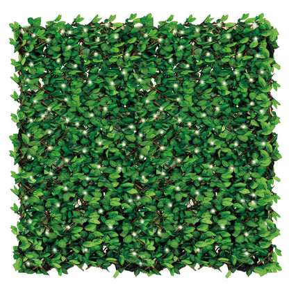 Silver & Stone Expanding Solar Ivy Trellis with Artificial Leaves 90cm x 180cm