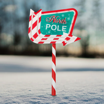 Christmas Sparkle Outdoor North Pole Light Up Sign Garden Stake