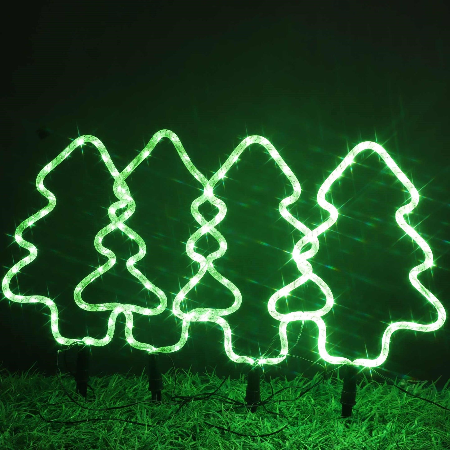 Christmas Sparkle Outdoor Stakes Christmas Tree - 4 Pack Mains Powered