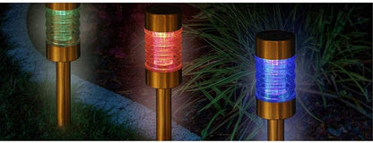 Silver & Stone Solar Powered Bronze Copper Post Lights Pack of 6 with Colour Changing LEDs