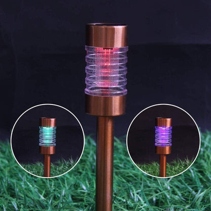 Silver & Stone Solar Powered Bronze Copper Post Lights Pack of 6 with Colour Changing LEDs