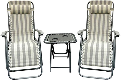 Silver & Stone Valencia Lounger Chairs & Table Duo Set