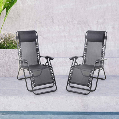 Bali Valencia Folding Sun Lounger Zero Gravity Reclining Sun Lounger - Grey