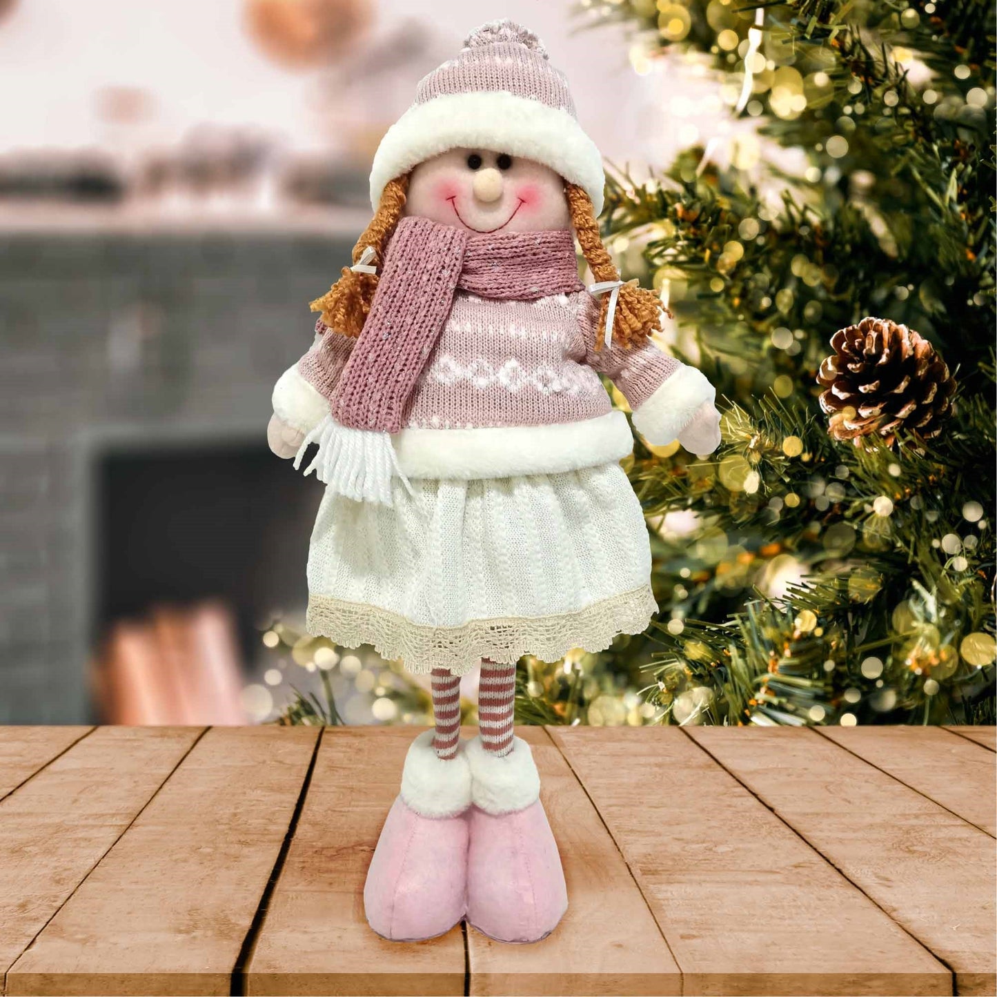 Christmas Sparkle Belle Standing 53cm in Pink and Cream