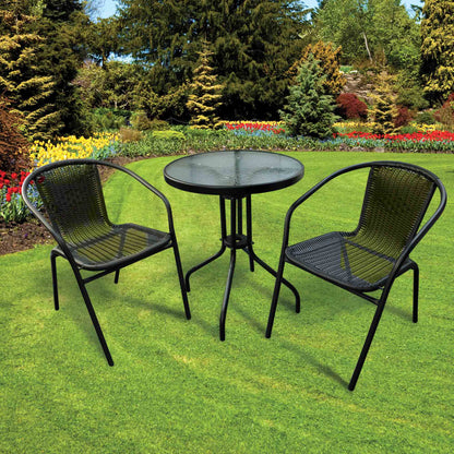 Silver & Stone Milano Rattan Bistro 3 Piece Furniture Set - Black