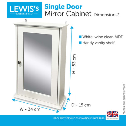 Lewis's Bathroom Single Door Mirror Cabinet