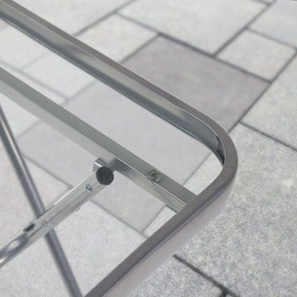 Silver & Stone Folding Side Table with Glass Top 40cm x 40cm x 46cm