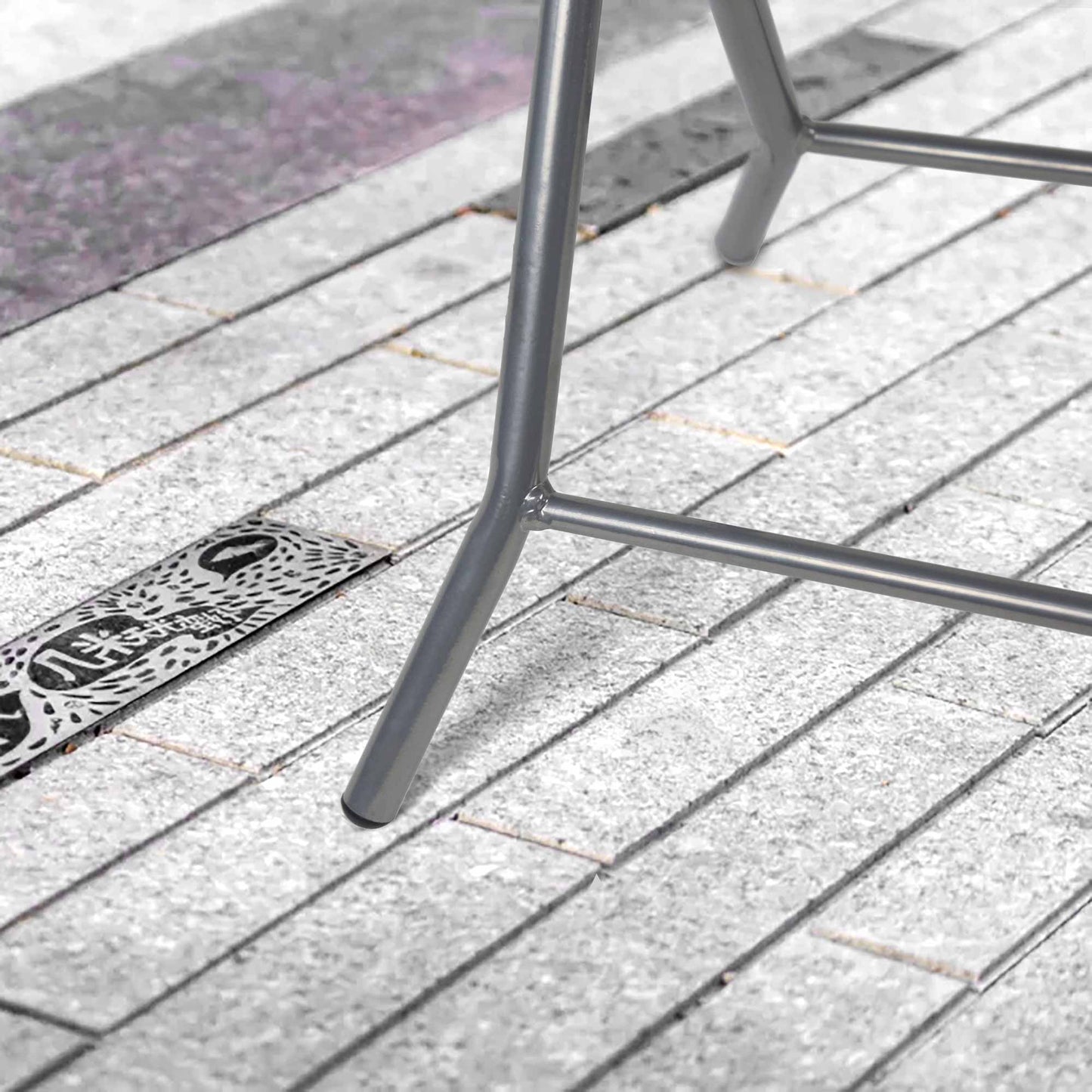 Silver & Stone Folding Side Table with Glass Top 40cm x 40cm x 46cm