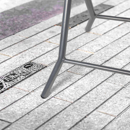 Silver & Stone Folding Side Table with Glass Top 40cm x 40cm x 46cm