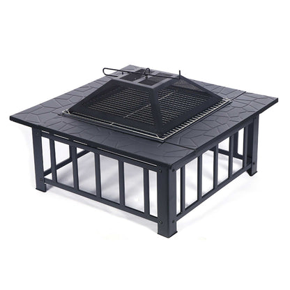 Silver & Stone 3 in 1 Outdoor Fire Pit with BBQ Grill Shelf & Waterproof Cover
