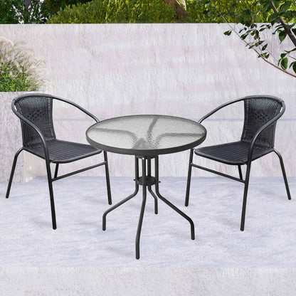 Silver & Stone Milano Rattan Bistro 3 Piece Furniture Set - Black
