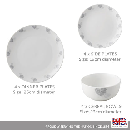 Lewis's 12 Piece Dinner Set Heart