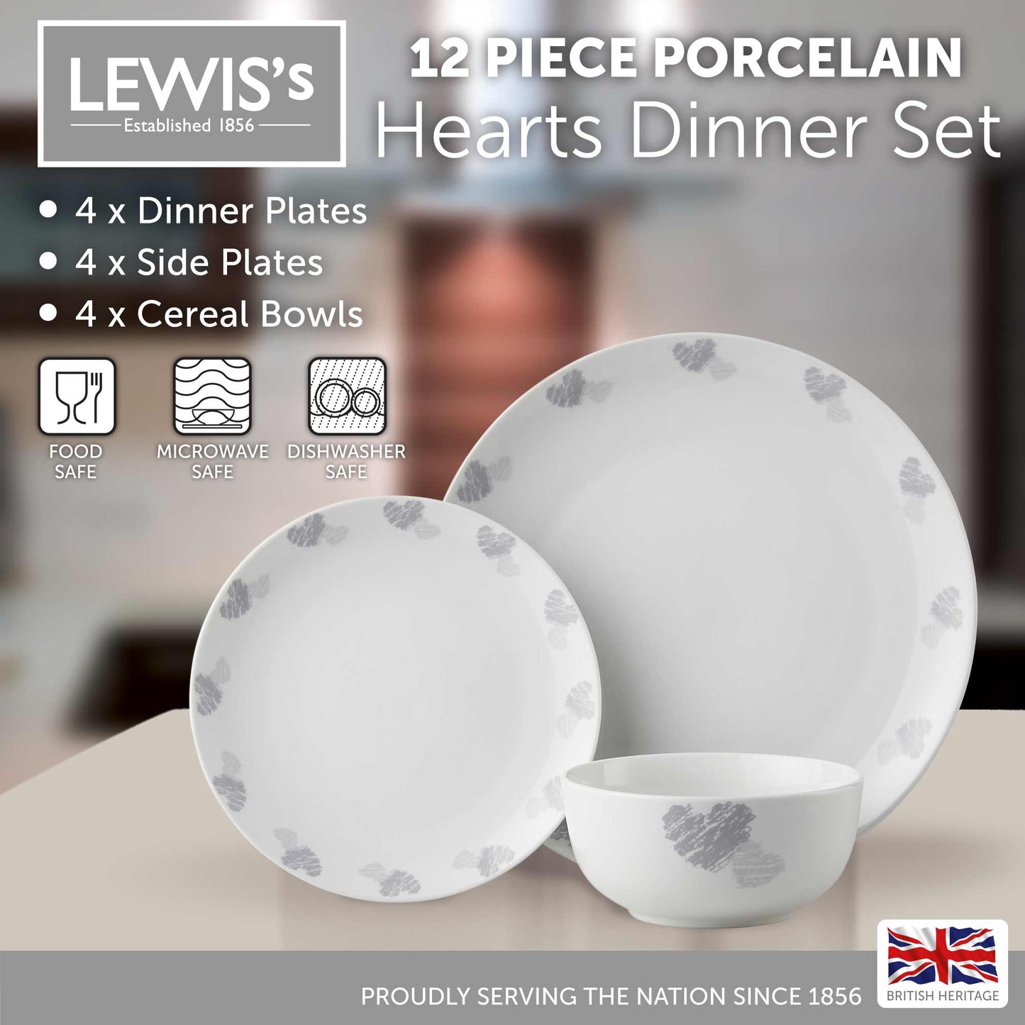 Lewis's 12 Piece Dinner Set Heart