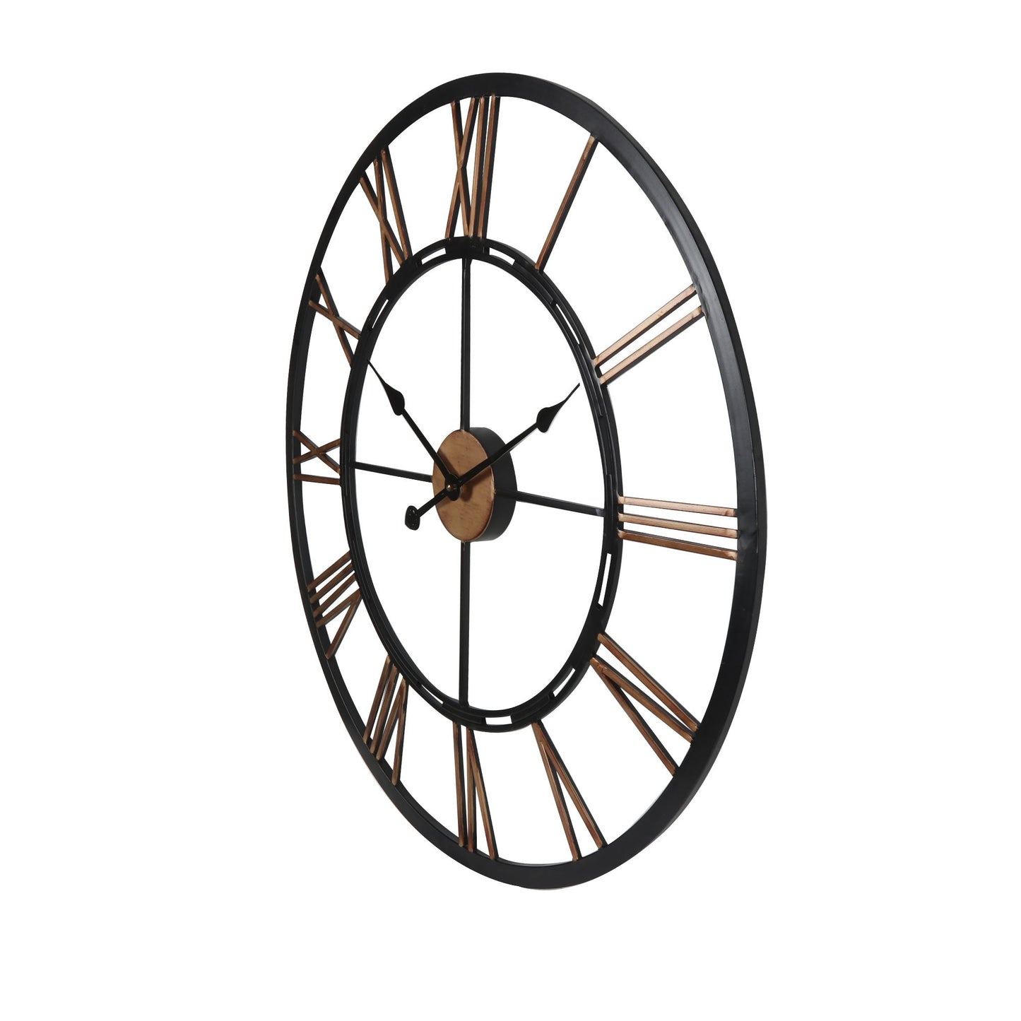 Wall Clock with Iron Frame Black and Gold 70.5cm