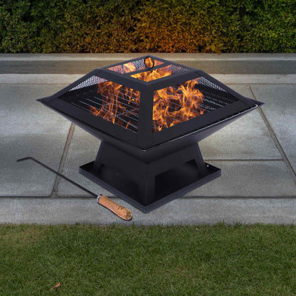 Silver & Stone Outdoor Fire Pit & BBQ Grill - Barbecue Grill Outdoor