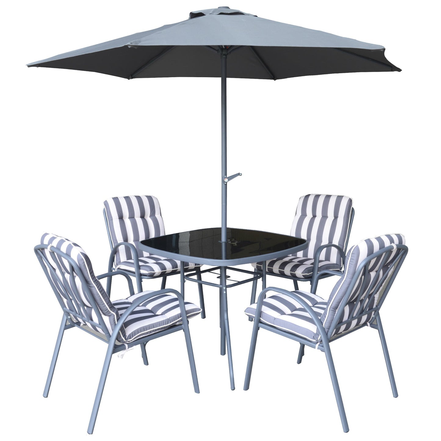 Windsor Premium Padded Garden Furniture Set - 6 Piece Table & Chairs