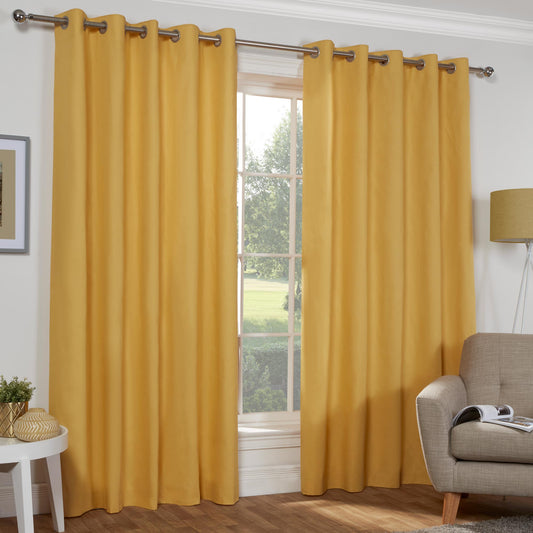 Naples Pure Cotton Eyelet Curtains - Ochre