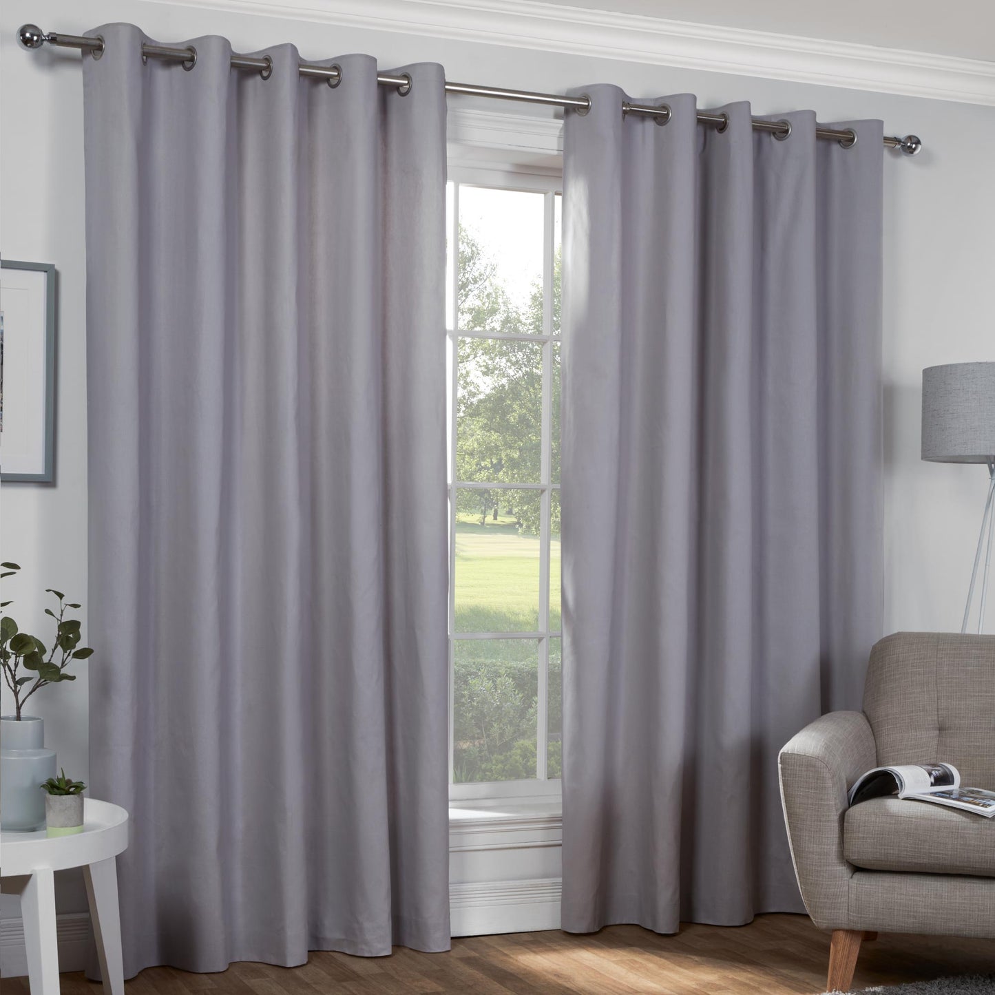 Naples Pure Cotton Eyelet Curtains - Silver