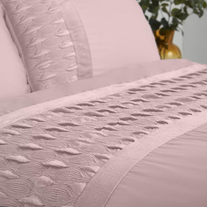 Aria Quilted Satin Panel Luxury Duvet Set - Blush Pink