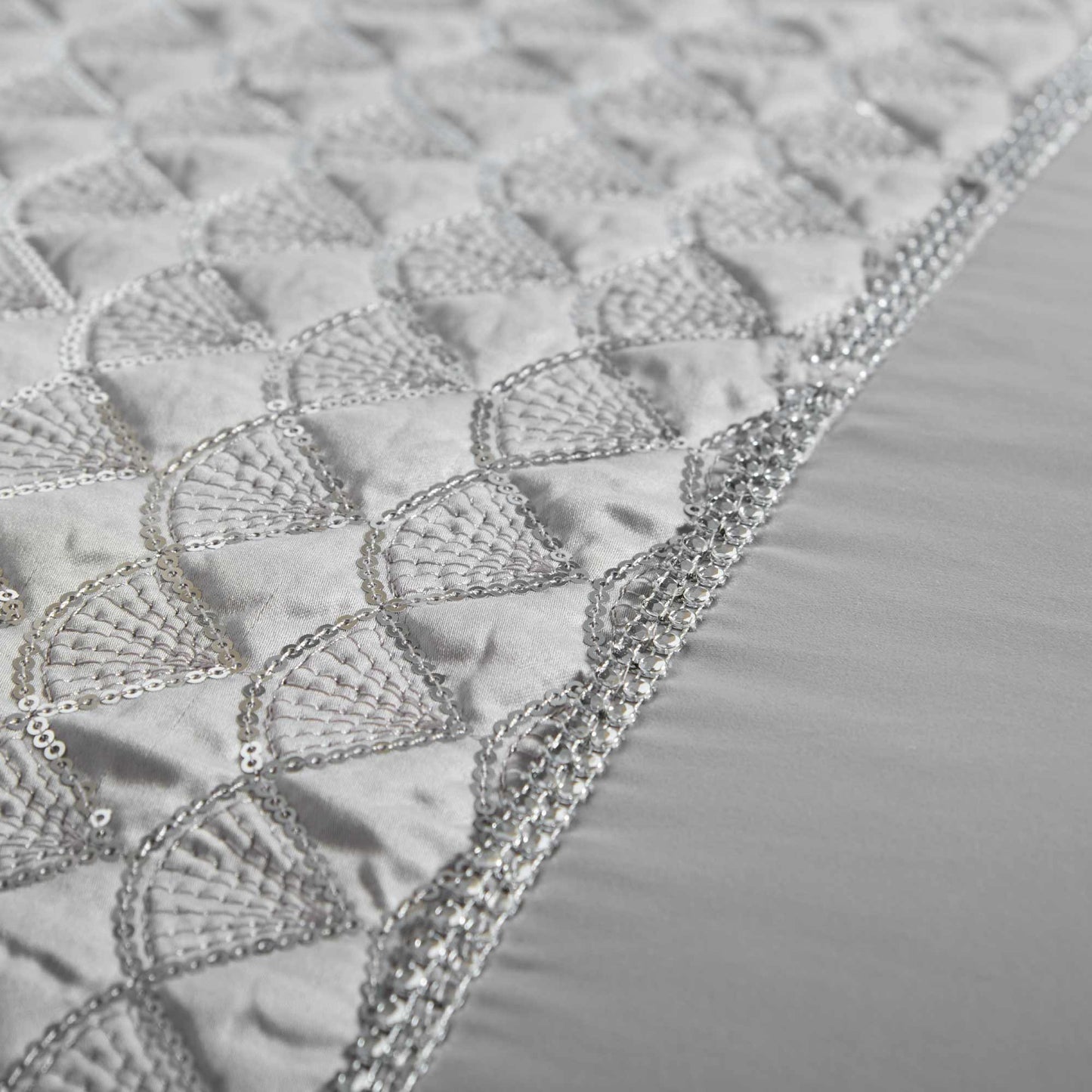 Charlotte Sequin Panel Luxury Duvet Set - Silver
