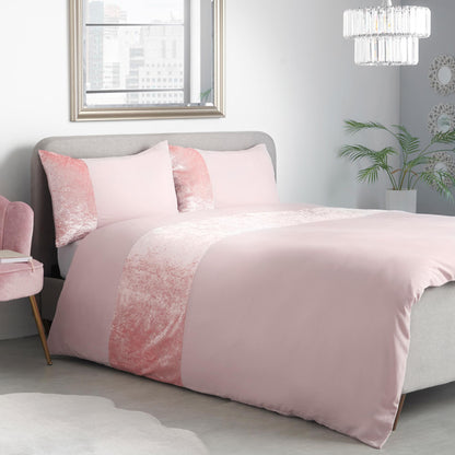 Amelia Crushed Velvet Duvet Set - Blush Pink