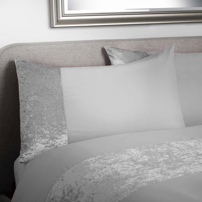 Amelia Crushed Velvet Duvet Set - Silver