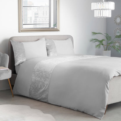 Amelia Crushed Velvet Duvet Set - Silver