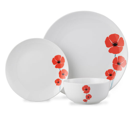 Lewis's 12 Piece Dinner Set Poppy