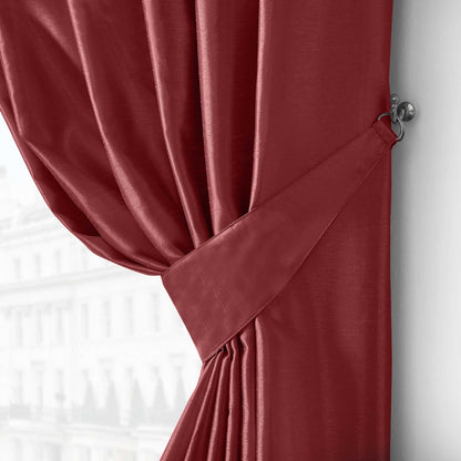 Denver Lined Eyelet Curtains - Red