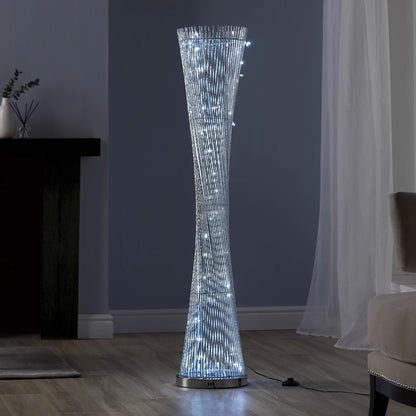 Anika 145cm Aluminium Metal Bright White LED Spiral Lounge Floor Light Lamp